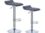Sgabelli Da Bar – Set Da 2 – Grigio – Sgabelli Da Bar In Ecopelle – Altezza Seduta Regolabile 62–84 Cm – Sedia Da Cucina