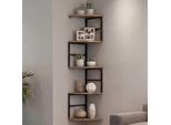 Scaffale Angolare HWC-O99, Scaffale Sospeso, Scaffale A Muro, Scaffale Angolare, 5 Ripiani, Metallo Industriale, Melamina Mvg 128X30X30 Cm ~ Marrone