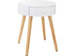 Comodino Bolt Edge – Comodini Moderni – Comodino Ausiliario – Mdf E Legno Massello – Bianco – 38×38×48 Cm