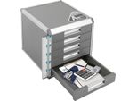 Organizer Da Scrivania - Organizer Per Cassetti - Lega Di Alluminio - Chiudibile A Chiave - 31,5×35×29,8 Cm - Per Forniture Da Ufficio E Documenti - Multicolore