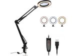 Lente D'ingrandimento Led Happyment – Ingrandimento 5X – Lente D'ingrandimento Con Lampada – Lampada Da Scrivania – 10 Diottrie – Nero