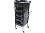 Carrello Da Parrucchiere - Carrello Di Servizio Per Salone - Carrello Con Ripiano - 4 Rotelle - Lamiera Di Ferro + Plastica Pp - Montaggio Necessario - Nero