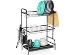 Vilde | Scolapiatti Con Gocciolatoio - Nero - Scolapiatti - Scolapiatti 3 Livelli - 54,5X24,5X60 Cm