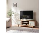 Mobile Tv "Ferrersp"" Con 2 Ante 140 X 40 X 45 Cm Effetto Rovere / Colore Sabbia"