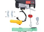 Argano Elettrico/Carrucola - Motore Da 500 W - Portata 250 Kg - Telecomando Con Cavo - Fune In Acciaio Da 18 M - Nero