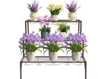 Portavasi Scaffale Per Fiori - Scaffale A 3 Ripiani - Ferro - Indipendente - Interno/Esterno - Fino A 20 Kg Per Ripiano - Champagne