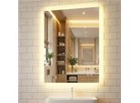 Specchio Da Bagno Costway Con Illuminazione, Specchio Da Bagno Con Funzione Antiappannamento, Funzione Memoria, 3 Colori Della Luce, Comando Touch, Specchio 80 X 60 Cm
