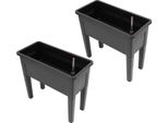 Aiuola Rialzata - Vaso Da Fiori - Set Da 2 - Indipendente - Per Esterni - Plastica - 75 × 34,5 × 65,5 Cm - Nero