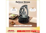 Statua Di Buddha - Fontana Da Tavolo - Resina - Meditazione Zen - Fontana Da Interno - Da Interno Per Scrivania E Soggiorno - Decorazione Cascata - Grigio