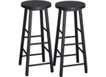 Sgabello Alto Da Bar – Set Da 2 – Nero – Sgabello Da Bar Senza Schienale – Sgabello Da Cucina In Legno