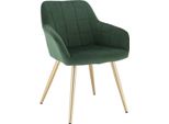 Sedia Da Pranzo Happyment Jero – Velluto Verde Scuro – Gambe In Metallo Dorato – Deluxe – Ergonomica – Altezza Seduta 47 Cm – Sedia Da Salotto – Sedia Da Cucina – Sedia Singola – 1 Pezzo
