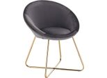 Sedia Da Pranzo Happyment Watford – Velluto Grigio Scuro – Gambe In Metallo – Sedia Singola – Deluxe – Con Braccioli – Altezza Seduta 44 Cm – Moderna Ed Elegante – 1 Pezzo