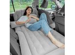 Materasso Gonfiabile Per Auto - Per Sedili Posteriori Di Auto E Suv - 175×130 Cm - Superficie Floccata In Pvc - Con 2 Cuscini - Portatile - Campeggio - Grigio