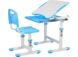 Scrivania Per Bambini Happyment – Blu – Set Tavolo E Sedia Per Bambini – Regolabile In Altezza – Tavolo Da Gioco E Scrivania – Tavolo Da Disegno – 66X46,5X54 Cm