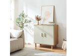 Credenza "Ferrersp"" Con 2 Ante 80 X 80 X 40 Cm Effetto Rovere / Colore Sabbia"