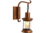 Vintage Industrie - Lampada Da Parete - E27 - Lampadina Non Inclusa - Paralume In Vetro Trasparente - A Una Luce - 220 V Cc - 3-5 M² - Marrone