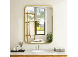 Specchio Da Bagno 30'' X 40'' Con Cornice In Alluminio Per Montaggio A Parete, Grande Specchio Rettangolare Arrotondato, Appendibile In Orizzontale O In Verticale, Oro, 100 Cm, 75 Cm