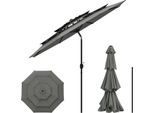 Ombrellone Da Giardino - Ombrellone Da Spiaggia Ø292 Cm - Palo In Alluminio Ø38 Mm - 180 G/M² Poliestere - Struttura In Metallo Verniciato A Polvere - Grigio Scuro