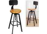 Sgabelli Da Bar - Set Da 2 - Regolabili In Altezza - Sedute Girevoli - Legno E Ferro - Design Ergonomico - Per Cucina E Bar - Nero