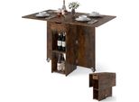 Costway Tavolo Da Pranzo Pieghevole, Tavolo Da Cucina Con Rotelle, Cassetto E 2 Ripiani, Tavolo Pieghevole Per 2-4 Persone, Tavolo Da Pranzo 120X72X75 Cm Marrone