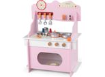 Costway Cucina Per Bambini In Legno, Cucina Giocattolo Con 12 Accessori, Orologio, Fornello, Scaffale Per Spezie, Rubinetto, Lavello E Forno, Cucina Giocattolo, Set Da Gioco Per Bambini Dai 2 Anni In Su, Rosa