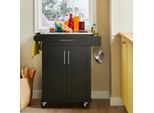 Carrello Da Cucina - Isola Da Cucina Su Ruote - Con Piano Di Lavoro - Carrello Di Servizio - Da Montare - Nero