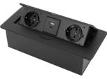 Presa Da Tavolo - Presa Multipla Pop-Up Da Incasso - 2 Prese Ue - USB-A + USB-C - Cavo Da 1,8 M - Acciaio Legato - Nero