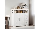 Unboxg Mobile Da Cucina / Credenza Bianco 100×40×105 Cm Con 3 Cassetti E 2 Ante, Spazio Contenitivo Per Sala Da Pranzo