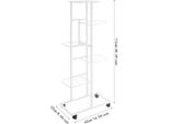 Scaffale Per Piante E Fiori - Con Rotelle - 6 Ripiani - 4 Rotelle Con Freno - Ferro - 42×22×112 Cm - 2,5–5 Kg Per Ripiano - Bianco