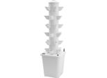Torre Idroponica - Sistema Di Coltivazione Verticale - 30 Fori Per Piante - 6 Livelli - Serbatoio Dell'acqua Da 10 Litri - Spina Ue - 26×26×86 Cm - Bianco