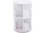 Libreria Girevole - 2 Ripiani - Ruotabile A 360° - 40×40×60 Cm - Portata 100 Kg - Indipendente - Impilabile - Pannello Composito In Pvc E Legno - Bianco