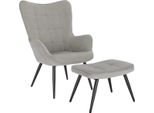 Poltrona Relax Happyment Con Poggiapiedi – Velluto A Coste – Grigio Chiaro – Sedia Da Salotto – Braccioli E Poggiapiedi