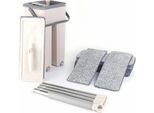 Set Per Pulire I Pavimenti - Con Secchio - 10 Panni In Microfibra - Manico In Acciaio - Testina In Poliestere - Portatile - Multicolore