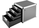 Organizer Da Scrivania - Modulo Con 4 Cassetti - Alluminio E Mdf - Dimensioni 31,5×35×29,8 Cm - Altezza Cassetti 5/5/5/10 Cm - Richiede Assemblaggio - Argento