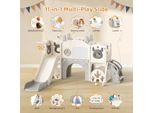 Scivolo Per Bambini Con Altalena - Set Da Gioco 11 In 1 - Interno/Esterno - Multifunzionale - Per Bambini Dai 3 Ai 6 Anni - Grigio