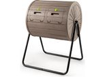 Costway Compostiera A Tamburo Da 142 Litri, Compostiera Da Giardino A Doppia Camera, Ruotabile A 360°, Centrifuga Per Compost Con 2 Porte Chiudibili A Chiave, 70X63X92 Cm, Caffè
