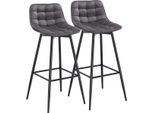 Sgabello Da Bar Bolt Edge Industrial – Set Da 2 – Grigio Scuro – Sgabello Da Bar Con Schienale – Sedia Da Cucina In Velluto