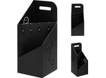 Portaombrelli - Due Scomparti - Motivo Traforato - Dimensioni 20X49X20 Cm - Con Maniglia - Quattro Ganci - Metallo - Nero