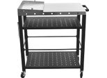 Carrello Di Servizio Su Ruote - 3 Ripiani - Acciaio Inox - 4 Ruote, 2 Con Freno - 80×50×83 Cm - Portata 90,7 Kg Per Ripiano - Nero