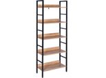 Libreria Bolt Edge – Industriale – Nero/Rovere – 5 Ripiani – 60X27,5X160 Cm – Scaffale Aperto – Mdf E Metallo