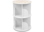 Libreria Girevole - Scaffale A Terra - 2 Ripiani - Girevole A 360° - Per Angoli - Portata 60 Kg - Bianco