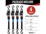 Cinghie Di Fissaggio A Cricchetto - Set Di 4 Cinghie Autoregolanti - 25 Mm X 3 M - Capacità Di Carico 137 Kg Per Cinghia - 100% Poliestere - Blu