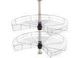 Armadio Angolare Carosello - Cestello Rotondo A 2 Ripiani - Diametro Ø 71 Cm - Girevole A 270° - Altezza Regolabile 54,4–77 Cm - Portata 8 Kg Per Cestello - Per Armadi A Partire Da 80 Cm - Ferro