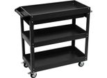 Carrello Portautensili - Carrello A 3 Ripiani - Resistente Alla Ruggine - Grande Capacità - Elevata Stabilità - Con Ruote - Per Officina/Garage/Magazzino - Nero