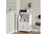 Carrello Da Cucina E Armadio Per Microonde - FRG241-W - 2 Ripiani - 2 Ante - Con Rotelle - Da Montare - Bianco