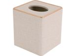 Portafazzoletti E Portaoggetti - Modello Da Tavolo - Quadrato - Base Magnetica - 13,5 X 13,5 X 14,5 Cm - Pu/Mdf/Flanella - Bianco Sporco