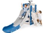 Scivolo Per Bambini 5 In 1 - Centro Giochi - Interno Ed Esterno - Canestro Da Basket - Scaletta - Telescopio - Età 0-3 Anni - Blu