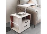 Tavolino Regolabile In Altezza - Tavolino Con Rotelle - Rettangolare - Con Spazio Contenitivo - Metallo + Mdf, Struttura Acciaio Al Carbonio - Stile Minimalista Moderno - Estensibile