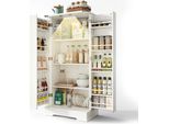 Mobile Da Cucina - Credenza - Luce Led Con Sensore - Ripiani Regolabili In Altezza - Doppie Ante Con Spazio Contenitivo - 60×35×128 Cm - Richiede Assemblaggio - Bianco