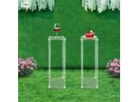 Portafiori In Acrilico - Set Da 10 Colonna Angolare - Rettangolare 20×20×60 Cm - Pannelli Da 4,5 Mm - 3 Kg Per Supporto - Da Tavolo/Autoportante - Trasparente